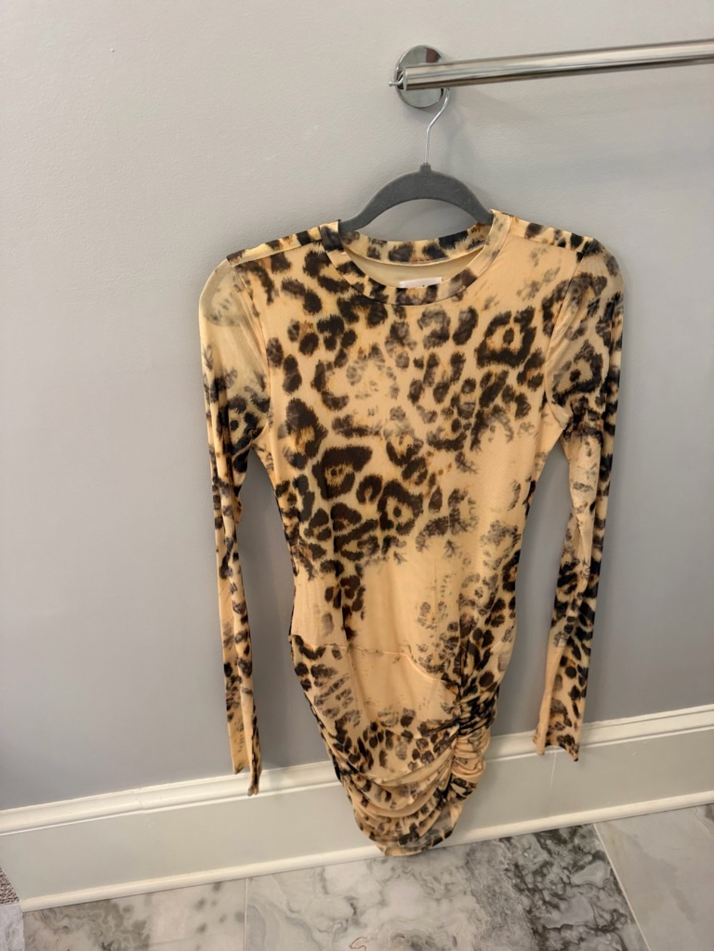 superdown Tan and Black Leopard Print Bodycon Dress